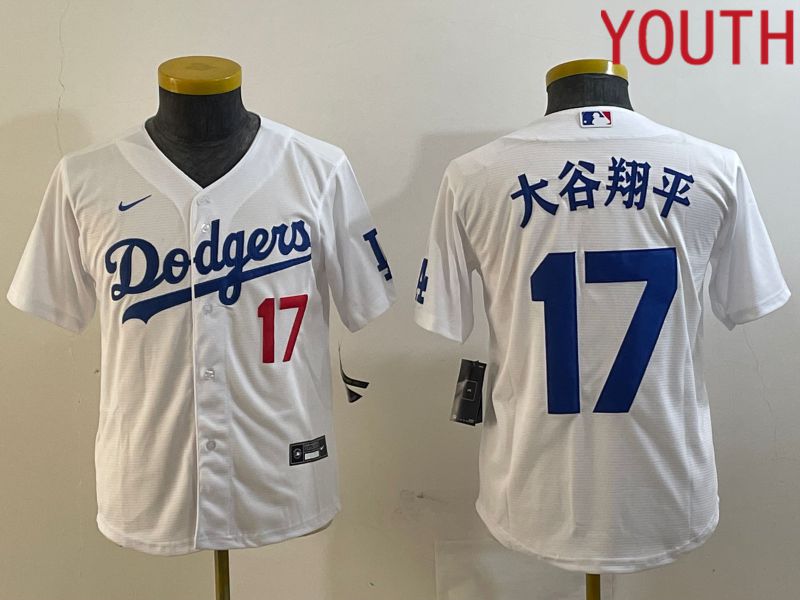Youth Los Angeles Dodgers 17 Ohtani White Nike Game MLB Jersey style 4
